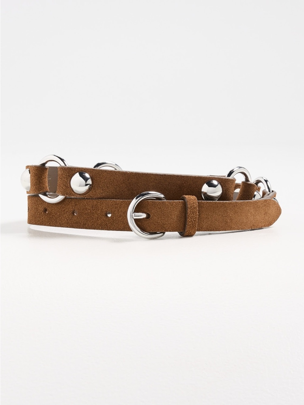 NWT🔖 Madewell O-Ring Studded Suede Belt in Dried Acorn XS